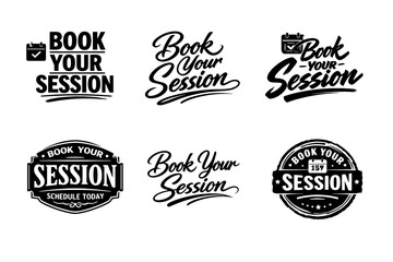 Fototapeta premium Book your session: creative lettering designs in black and white