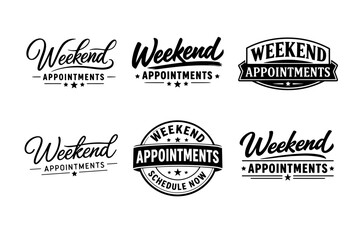 Obraz premium Weekend appointment logos: bold black and white typography designs