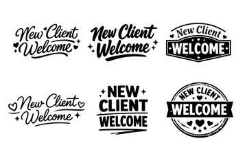Fototapeta premium New client welcome designs: stylish black and white typography collection