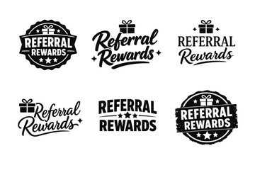 Obraz premium Referral rewards logo variations with gift icons and stars