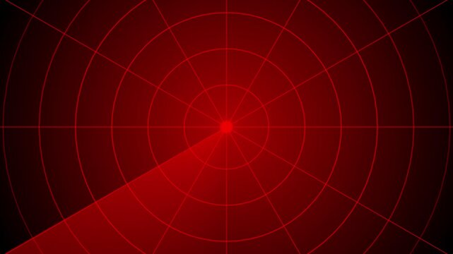 Glowing neon red radar screen. Abstract Hud call Rader concept. Digital realistic Technology radar animation. Radar Scanning Navigation. 4k video