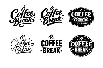 Fototapeta premium Coffee break logos collection: vintage and modern design variations