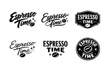Obraz premium Espresso time vintage logos collection in black and white