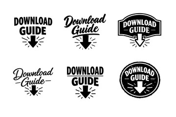 Obraz premium Set of download guide labels with arrows for instructions and tutorials