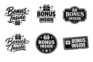 Fototapeta premium Bonus inside labels with gift icons in black and white design