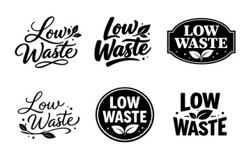 Fototapeta premium Set of low waste logos with eco-friendly design elements