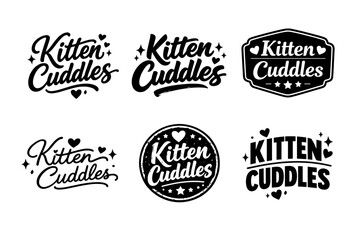 Obraz premium Kitten cuddles logo designs with hearts and stars theme