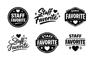 Obraz premium Collection of six staff favorite badge designs with heart accents