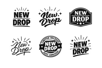 Obraz premium New drop badge designs set with limited release and just arrived themes