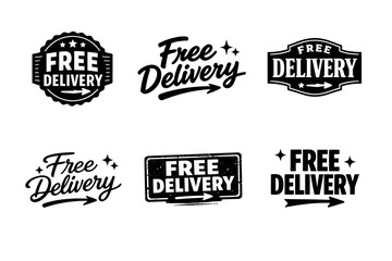 Fototapeta premium Vintage style free delivery badge collection with arrows and stars