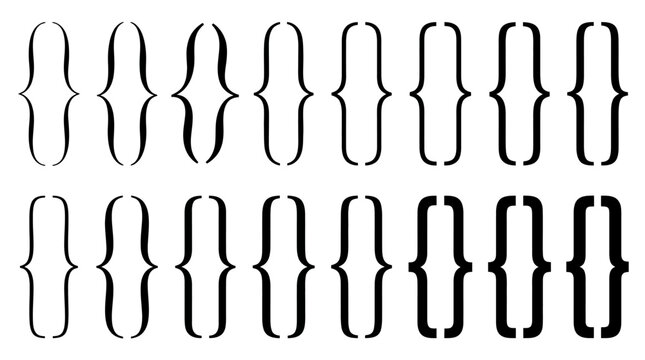 Diverse Collection of Stylized Curly Braces and Brackets for Typography and Graphic Design Projects