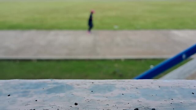 defocused of people walk in the park of town