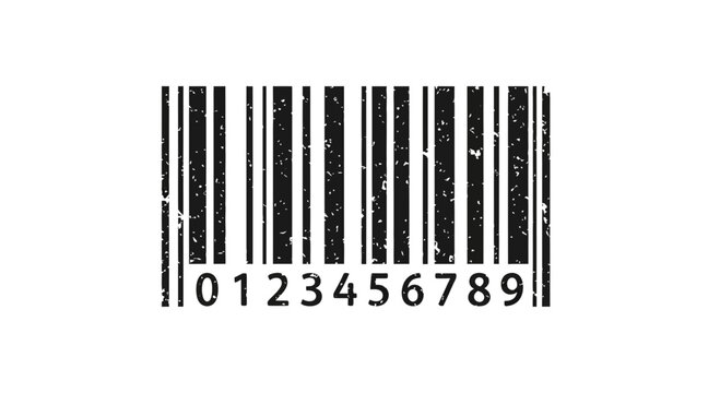 Grunge Barcode with Numbers