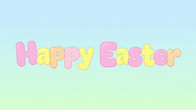 Happy Easter colorful cartoon text on soft gradient background Easter Title Animation Cartoon Style