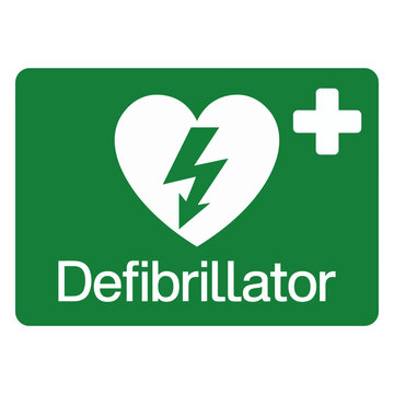 defibrillator emergency sign green safety icon
