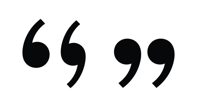 A pair of quotation marks in a simple black font on a white background