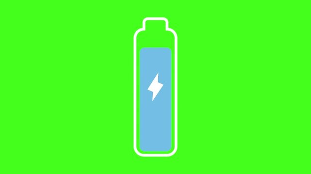battery icon symbol slowly running out of power with energy levels dropping all the way to zero percent (0%) from full charge to empty 4K warning indicator display on a green screen background