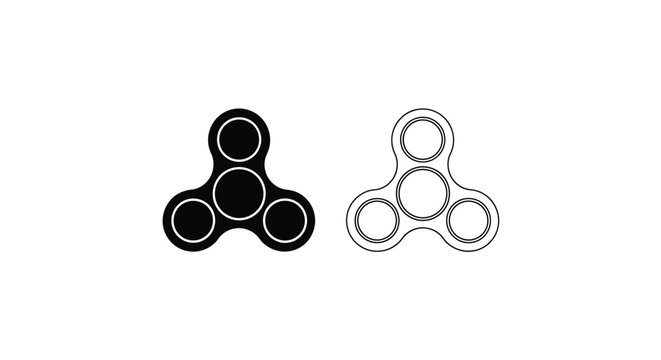 Two fidget spinner icons one solid and one outlined silhouette