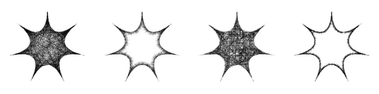 Sketch heptagram star shape design set