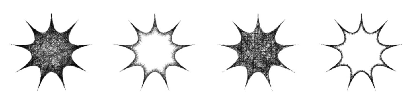 Sketch nonagram star shape design set