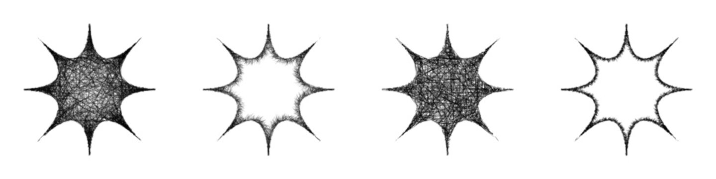Sketch octagram star shape design set