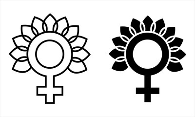 Fototapeta premium Feminine Symbol with Floral Accents - Black and White Iconography