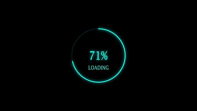 Animated abstract circle loading bar progressing from 0 to 100%, designed for processing and transfer concepts. motion graphic of loading concept , 4k video
