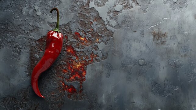 Peperoncino su sfondo di cemento. Foto per men&ugrave; ristorante.