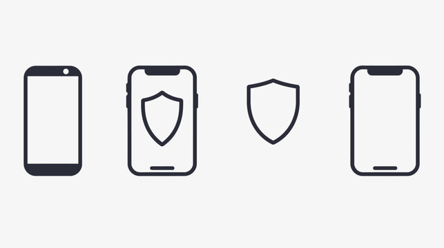 Graphic with smartphones and a shield icon representing security and protection for digital devices