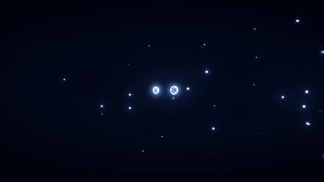 Abstract representation of interstellar space with glowing orbs and distant stars