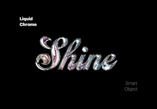 Iridescent Liquid Chrome Script Text Effect