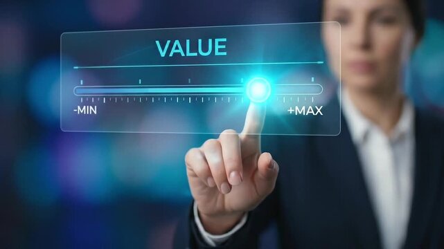 A business person is adjusting the Value concept