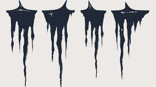 Four sketchy navy icicle graphics hang down, dripping on a light grey background