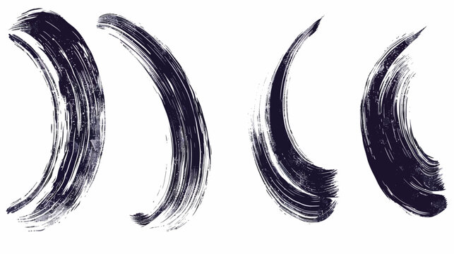 Four curved, dark brush strokes with varied textures isolated against a white backdrop