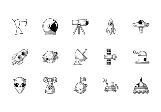 Space Astronomy Icons Illustration Set