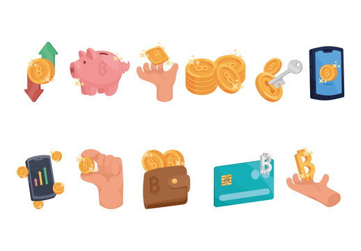 Cryptocurrency Finance Illustration Set