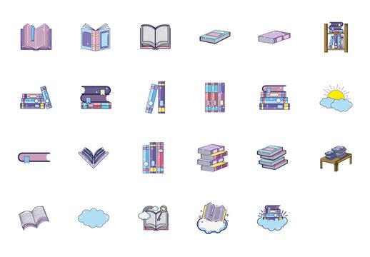Cute Books Illustration Set