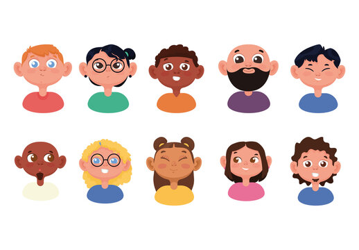Diverse People Portrait Illustration Set