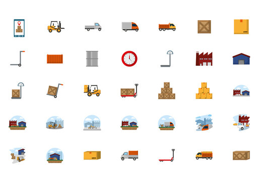 Flat Logistics Illustration Set