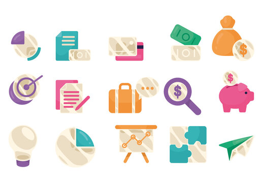 Glassmorphism Business Icon Set