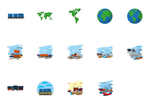 Global Logistics Illustration Set