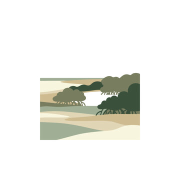 Mangrove Buffer Zone Muted Flat Vector