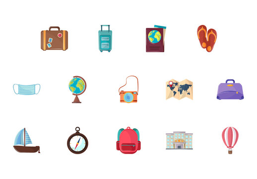 Trip Travel Icons Illustration Set
