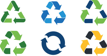 Obraz premium A set of colorful recycling symbols on transparent background