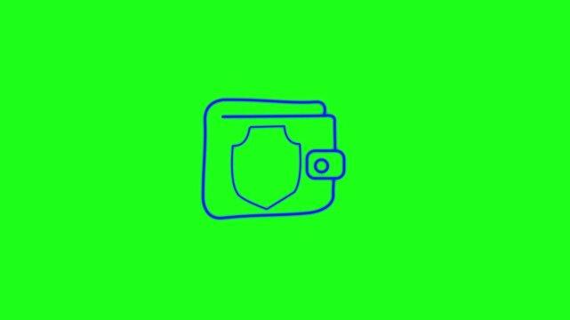 Neon Digital Wallet Security Icon with Shield and Checkmark, Glowing Green Secure Wallet Symbol for Fintech and Cybersecurity