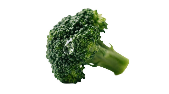 Fresh Broccoli Florette with Water Droplet Macro