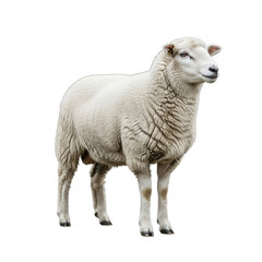 Obraz premium White Sheep Standing Isolated Transparent Background