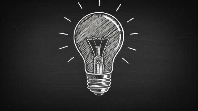A sketched light bulb symbolizing inspiration and creativity on a dark background