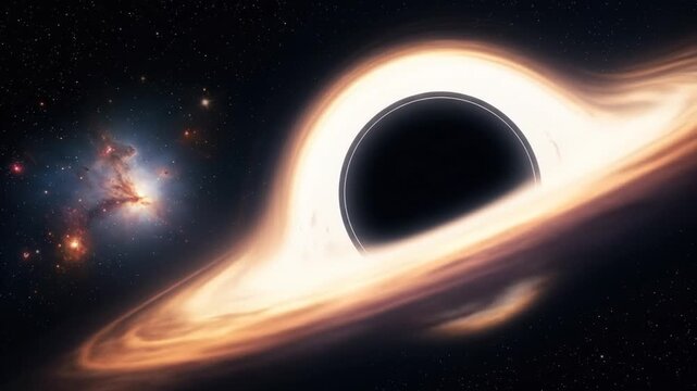 Majestic black hole with swirling accretion disk in deep space