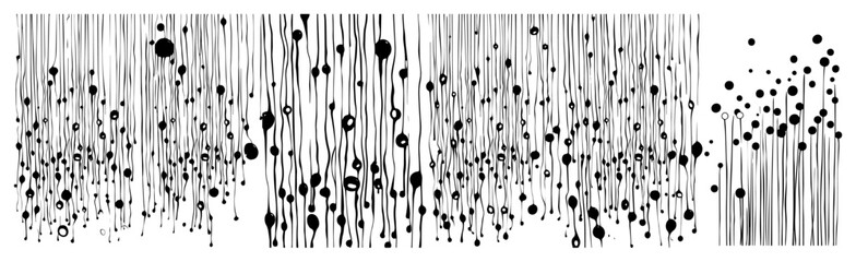 Vertical Abstract Dotted Lines Pattern, Decorative Organic Seed and Sphere Texture Vector Art